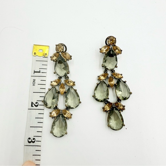 Vintage J. Crew Large Long Clear Rhinestone Crystal Dangle Earrings - Picture 6 of 6
